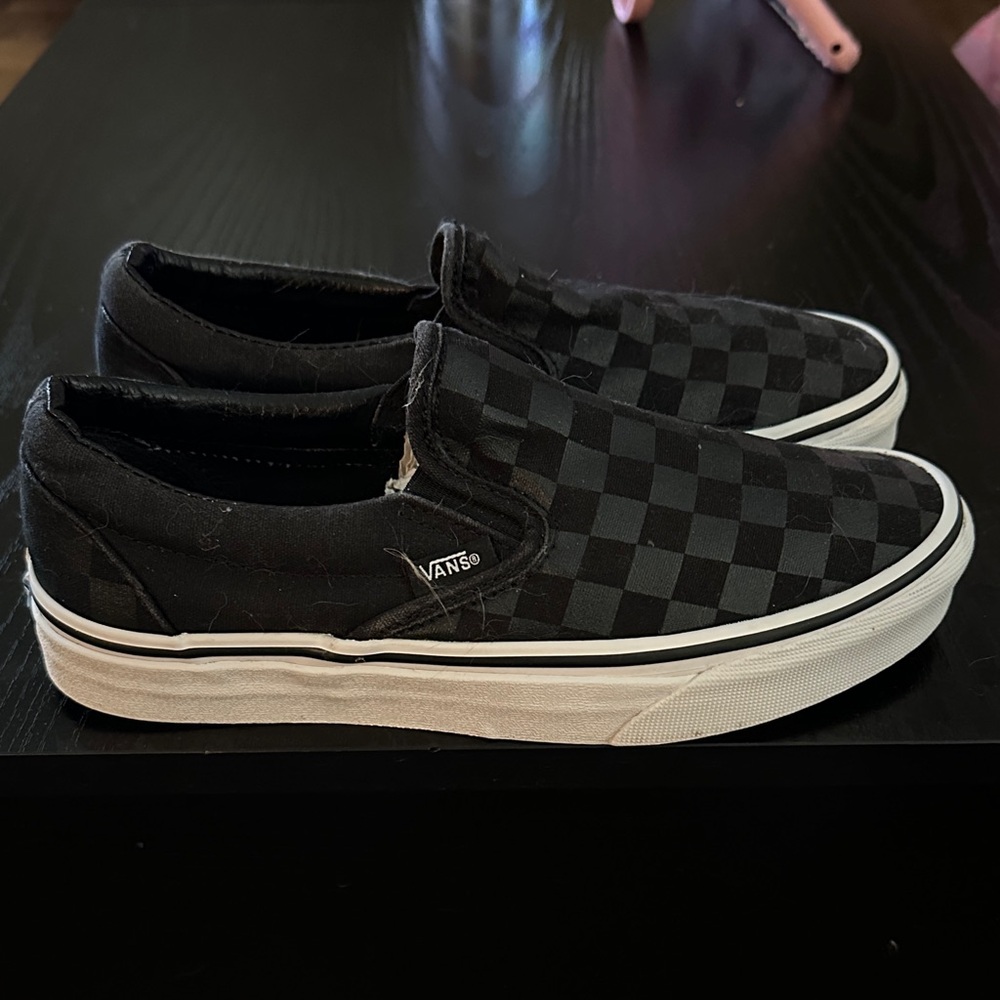 Vans Checkerboard Slip-On Sneakers in Black and White
